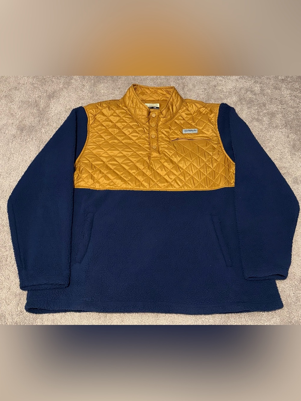 Magellan Outdoors Mens Pullover Classic Fit Fleece Quilted Jacket Size 2XL